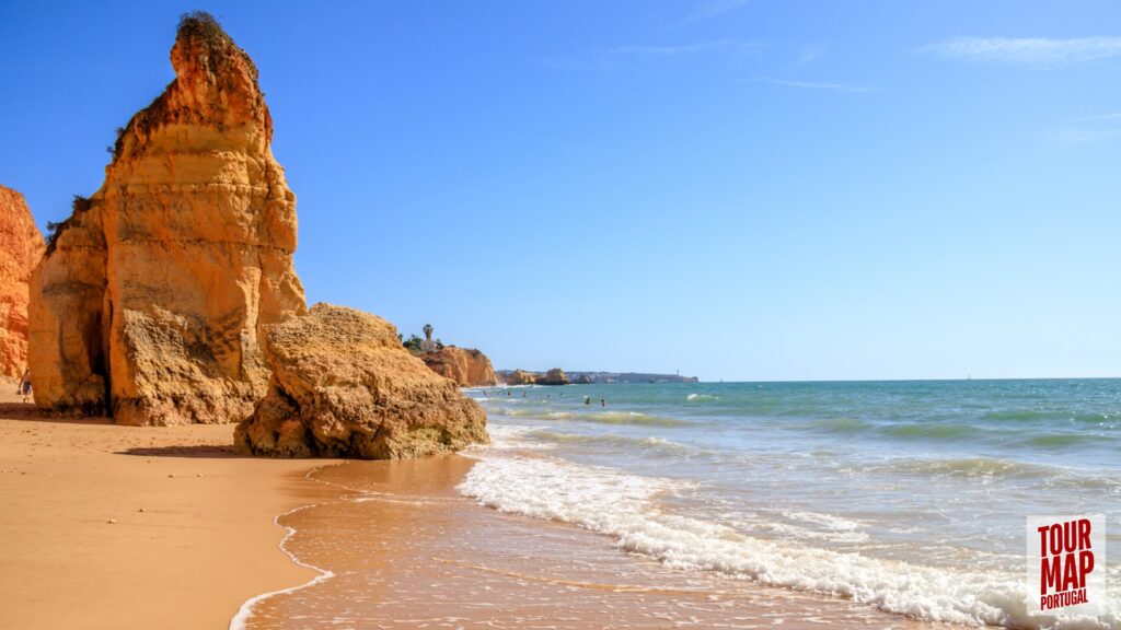 Scenic day trip to Algarve with Tour Map Portugal, visiting Benagil Cave, Carvoeiro, and Lagos.