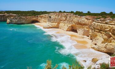 Scenic day trip to Algarve with Tour Map Portugal, visiting Benagil Cave, Carvoeiro, and Lagos.