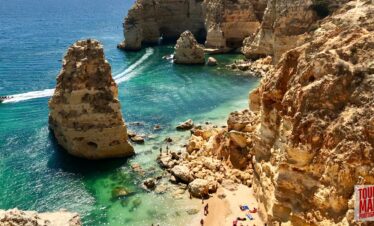 Scenic day trip to Algarve with Tour Map Portugal, visiting Benagil Cave, Carvoeiro, and Lagos.