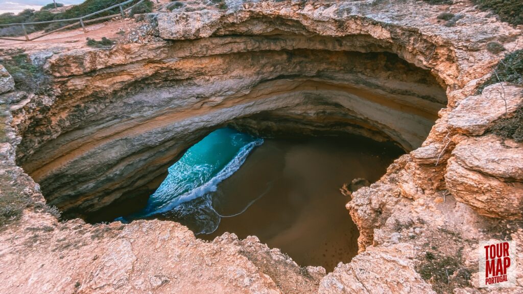 Scenic day trip to Algarve with Tour Map Portugal, visiting Benagil Cave, Carvoeiro, and Lagos.