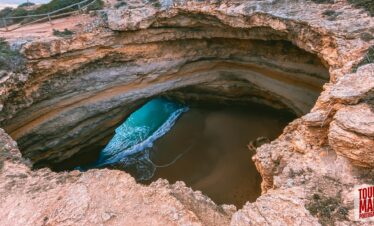 Scenic day trip to Algarve with Tour Map Portugal, visiting Benagil Cave, Carvoeiro, and Lagos.