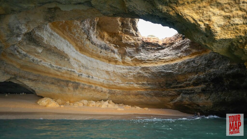 Scenic day trip to Algarve with Tour Map Portugal, visiting Benagil Cave, Carvoeiro, and Lagos.