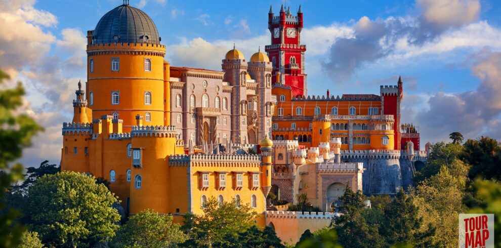 A vibrant view of Pena Palace in Sintra, Portugal, Powered by Tour Map Portugal