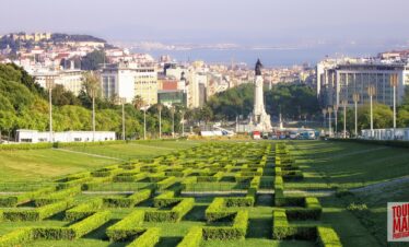 Scenic view of Parque Eduardo VII in Lisbon with Tour Map Portugal Lisbon City Tour