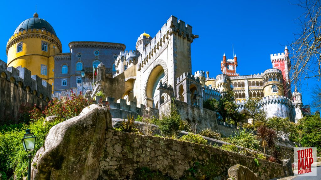 A vibrant view of Pena Palace in Sintra, Portugal, Powered by Tour Map Portugal