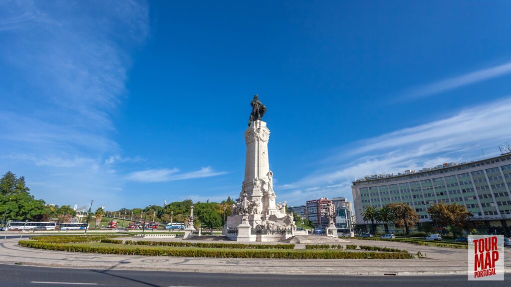 Scenic view of Parque Eduardo VII in Lisbon with Tour Map Portugal