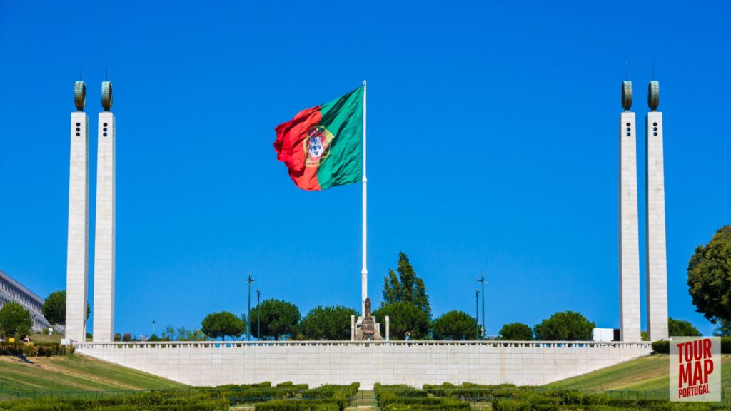 Scenic view of Parque Eduardo VII in Lisbon with Tour Map Portugal