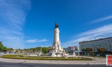 Scenic view of Parque Eduardo VII in Lisbon with Tour Map Portugal