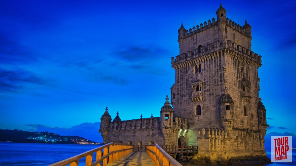 The iconic Torre de Belém fortress by the River Tagus in Lisbon, highlighted by Tour Map Portugal