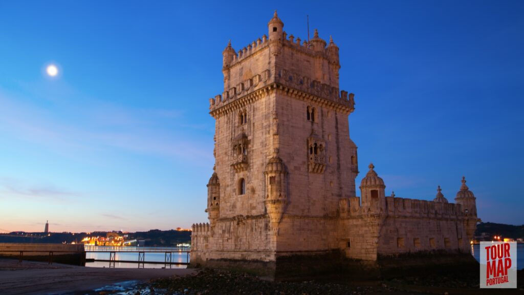 The iconic Torre de Belém fortress by the River Tagus in Lisbon, highlighted by Tour Map Portugal