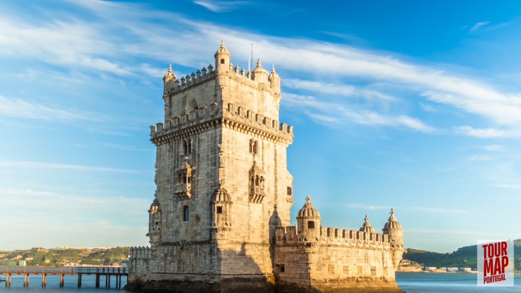 The iconic Torre de Belém fortress by the River Tagus in Lisbon, highlighted by Tour Map Portugal