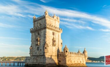 Lisbon Historical Tour The iconic Torre de Belém fortress by the River Tagus in Lisbon, highlighted by Tour Map Portugal